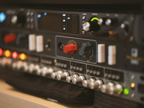 black and gray electronic appliance with knobs and buttons